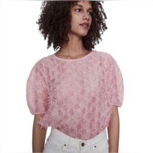 Zara Pink TextureTop- Size Large- NWT